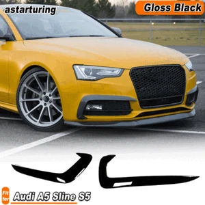 Fit for Audi A5 Sline S5 2012-2016 Gloss Black Front Fog Light Lamp Canards Fins - Picture 1 of 8