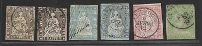 SCHWEIZ 1855-1857 SCOTT # 24-29 GEBRAUCHT F-VF KATALOGWERT 600 $+ - Bild 1 von 2
