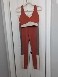 AS Revival Women's Size Medium Sports Bra Leggings Burnt Orange 2 Piece Outfit - Picture 1 of 5