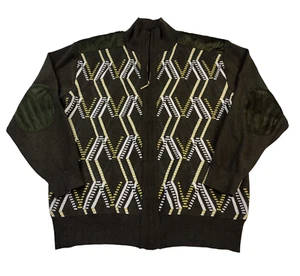 Michael Irvin 88 Mens Large Sweater - Full Zip, Elbow Pads Olive Green - Grandpa - Picture 1 of 12
