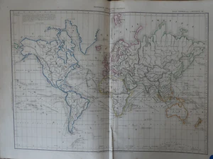 Carte issue atlas general Dussieux planisphere / mappemonde vers 1850 - Picture 1 of 1