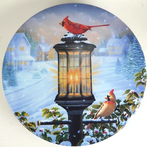 Vintage J.W. Renfroe Tin Cardinal a la luz de la calle invierno Navidad - Imagen 1 de 8