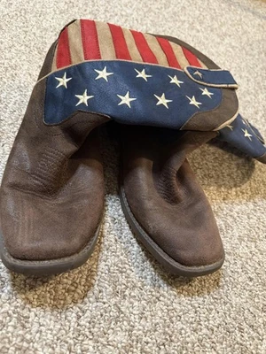 Roper ботинки большой детский размер 4 американский флаг Western ковбой квадратный носок США - Изображение 1 из 4