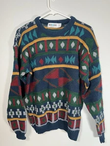 Vtg New Era Mens Crewneck Pullover Acrylic Knitted Grandpa Sweater Sz L - Picture 1 of 4