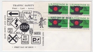 TurtlesTradingPost- Traffic Safety #1272 FDC 1965- Unsigned Cachet- Mr Zip Block - Picture 1 of 1