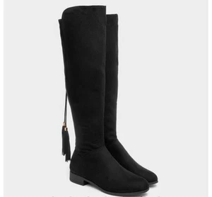 Womans Black Suede Boots Size 6 - Picture 1 of 2