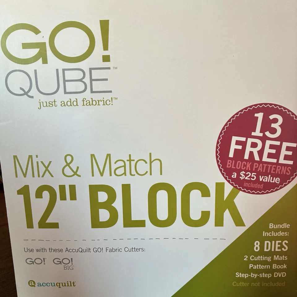 Accuquilt Go! Sistema de corte de tela en bloque Qube Mix & Match 12".  # 55778 Foto 1 de 4