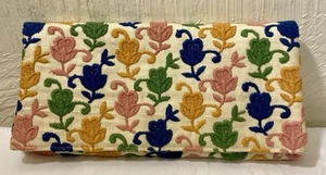 Vintage CARPET Bag PURSE Tapestry CUT CHENILLE Floral Clutch Bag 1950s EUC - Picture 1 of 19
