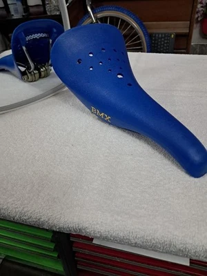 NOS Vintage Velo Mongoose Aero BMX Blue Seat Gold Guts Viscount H2101P VL-113 - Image 1 of 4