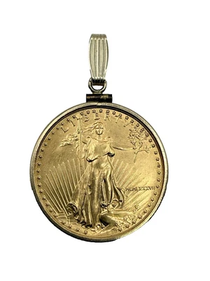 estate 1987-1/2 oz gold $25 american eagle. coin holder set in 14kt  $6000 #1227 - Image 1 of 2