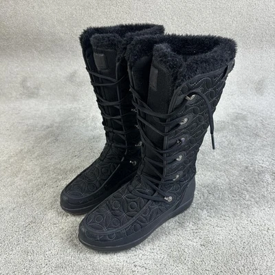 Helly Hansen Boots Womens Size 8.5 Black Quilted Winter Snow Faux Fur Waterproof - Image 1 of 4