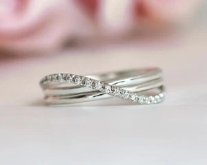 Unendlichkeitsring 0,20 kt runder EF VS/SI im Labor gezüchteter Diamant 14 kt Weißgold - Bild 1 von 6