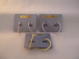 3 Pairs All Nylon Large Hoop Earrings Pastels No Metal For Sensitive Skin New - Picture 1 of 1