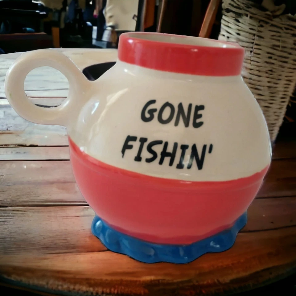 Señuelo de pesca Bobber taza de cerámica taza de café taza Gone Fishin Bigmouth Inc té 20 oz Foto 1 de 4