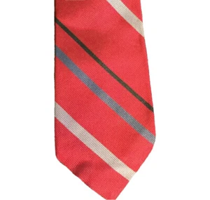 Vtg Burt Pulitzer Lord & Taylor Necktie Tie Red Black Gray Diagonal Striped Silk - Picture 1 of 8
