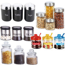 3PC 4PC CANISTER SET STAINLESS STEEL COFFEE TEA SUGAR JAR LID CANISTERS STORAGE