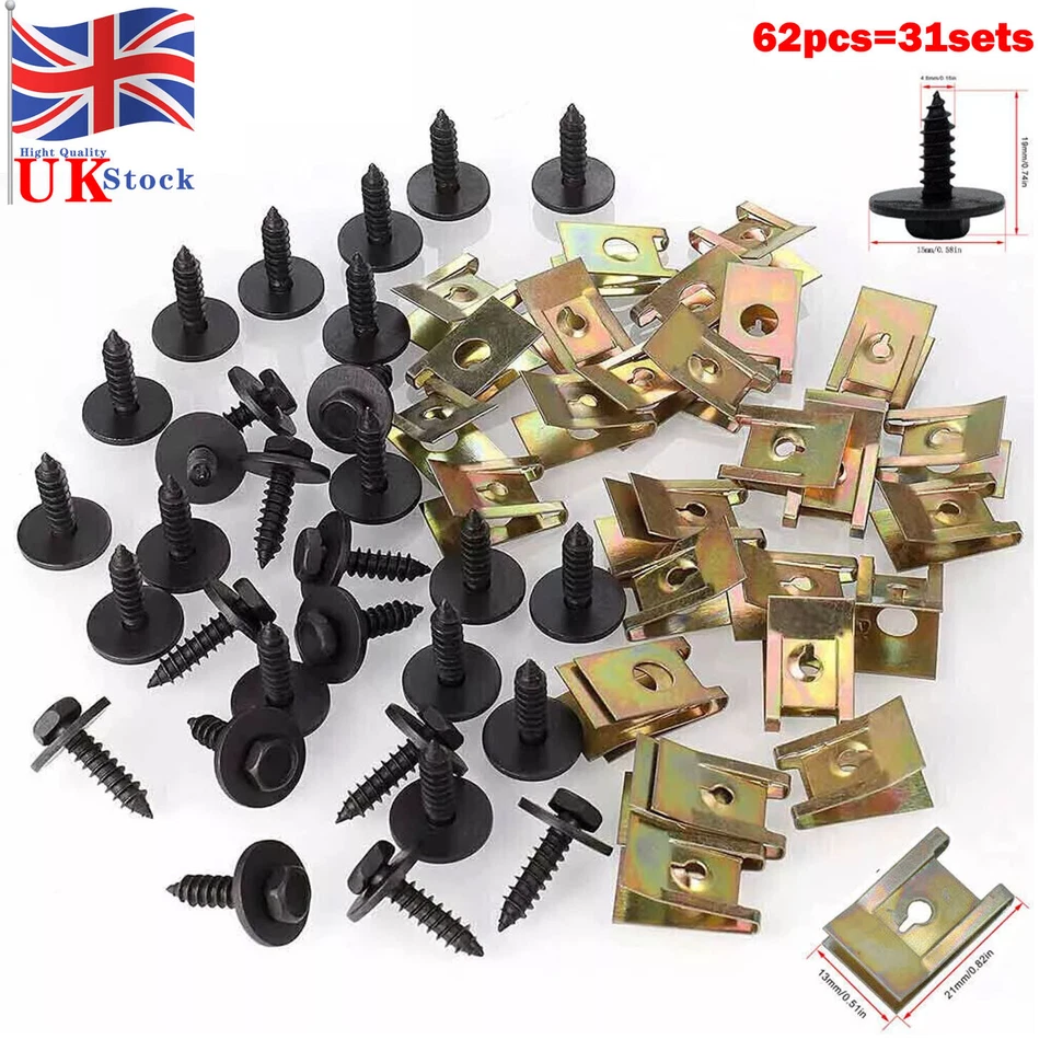 62pcs For BMW Undertray Screw Engine Shield Guard Bolt Mud Flaps Clips Kit 31set - Image 1 of 4