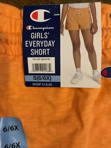 Champion Girls' Everyday Short Size 6/6X Papaya Orange - Picture 1 of 3