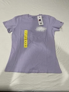 NWT Champion Womens Athletic Lilac Graphic Crew Neck Tee Shirt Size Small - Foto 1 di 3