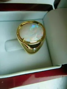 2.50Ct Oval Cut Fire Opal Solitaire Men's Engagement Ring 14K Yellow Gold Plated - Picture 1 of 7