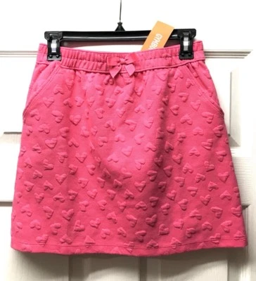 NWT Gymboree Pink Hearts Girls 12 Coral Pink Pull On SKIRT Elastic Waist Pockets - Image 1 of 4