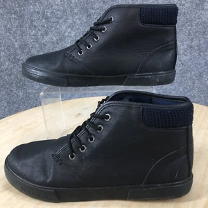 Nautica Boots Youth 6 Womens 7.5 Breakwater High Top Sneakers Black Faux Leather - Picture 1 of 11