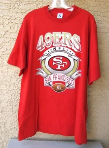 Vintage SAN FRANCISCO 49ers Logo 7 RED 1992 Single Stitch T-SHIRT XL - Picture 1 of 6