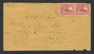 CANADÁ 1862 PAR SCOTT # 15 EMPATADO CON OBJETIVO CANCELAR "NUEVO CHARLISLE-GASPE" - Imagen 1 de 2