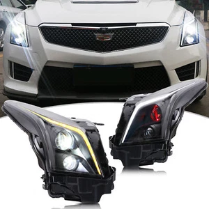 LED Headlights For Cadillac ATS 2013-2019 Red Light Front Lamps Set Assembly - Picture 1 of 6