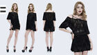 Devil Fashion Black Gothic Vintage Pattern Off-The-Shoulder Loose Short Dress