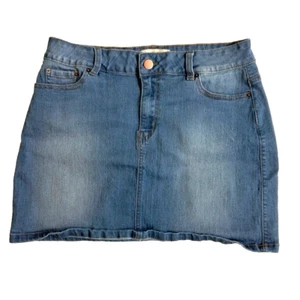 Azy Girls Large Blue Jean Denim Skirt Waist 30 Stretch 5 Pocket - Picture 1 of 4