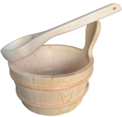 sentiotec Holz Saunakübel Saunaeimer Holzkelle Sauna Kübel Kelle Saunakelle - Bild 1 von 2