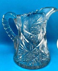 Clear Crystal star pitcher with bursting star on bottom - Picture 1 of 9