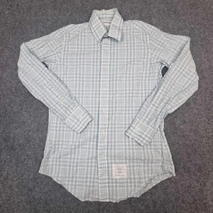 Thom Browne Shirt Mens 15 blue check cotton button up long Sleeve Size 15 - Picture 1 of 10