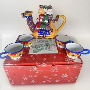 DEPT 56 Christmas Tea Set WE THREE KINGS Teapot & 4 Cups with Box - Picture 1 of 22