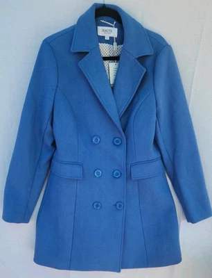 Abrigo para mujer Haute Edition grande azul claro, doble botonadura, chaquetón de mezcla de lana Foto 1 de 4