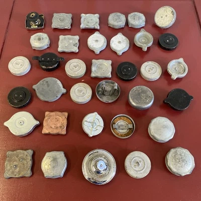 VINTAGE 1930 's 1940 's 1950 's GAS RADIATOR OIL CAP ASSORTED LOT OF (35) NEW - Image 1 of 4