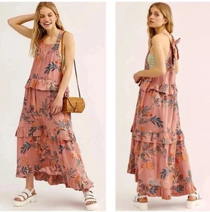 Free People Anita Desert Rose Combo Floral Ruffled Tiered Maxi Dress Size M NWT - Bild 1 von 10