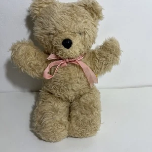 Orsacchiotto gruppo The Deans Gwentoy con fiocco rosa anni '70 vintage 14" - Foto 1 di 4