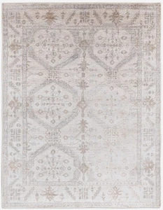 Hand Knotted Trace Collection Area Rug -8'x10',Transitional Beige-Blue,Neu Looms - Picture 1 of 5