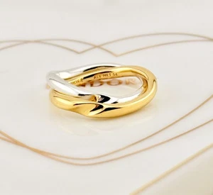 New Authentic Pandora Shine Gold Two-tone Entwined Bands Ring 163262C00-54 UK O - Picture 1 of 17