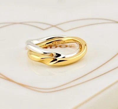 New Authentic Pandora Shine Gold Two-tone Entwined Bands Ring 163262C00-54 UK O - Image 1 of 4