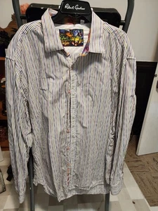 Camicia uomo Robert Graham testurizzata multicolore righe infradito polsino manica lunga 3XL - Foto 1 di 10