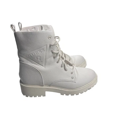 Guess White Lace Up Combat Boots Womens 8.5M Lug Sole Casual - Image 1 of 4
