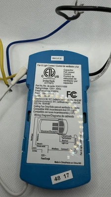 Hunter Geniune Original Replacement Ceiling Fan Remote Blue Receiver K243111000 - Image 1 of 4