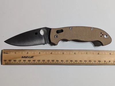 Spyderco Manix 2 XL CruWear hoja satinada manijas Micarta C95MPCW2 segundo de fábrica Foto 1 de 4