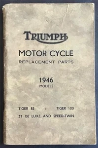 TRIUMPH MOTORCYCLES 1946 Illus Spare Parts List 3T De Luxe SPEED TWIN Tiger 85 - Picture 1 of 5