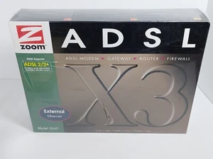 Zoom 5660 X3 ADSL Modem Router Firewall Cd rom Phone cord New Sealed 2005 NOS - Picture 1 of 8