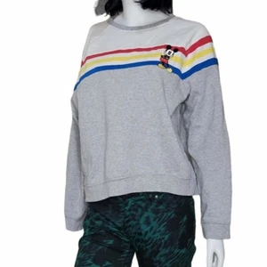 DISNEY MICKEY MOUSE COLORBLOCK RAINBOW CREWNECK LONG SLEEVE SHIRT - Picture 1 of 4