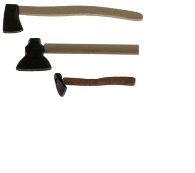 HOUSEWORKS Dollhouse Miniatures 1:12 Scale Axe Set, 3/Pk #IM66395